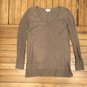 LOFT Taupe V-Neck Sweater